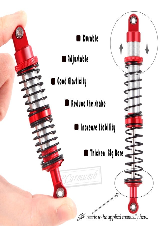 Rcarmumb 100mm Universal Shock Absorber Upgrades Part for 1/10 RC Scale Cars,Aluminum Alloy 7075 RC Adjustable Shocks Damper Universal Hops Up,4PCS,Red - Image 4